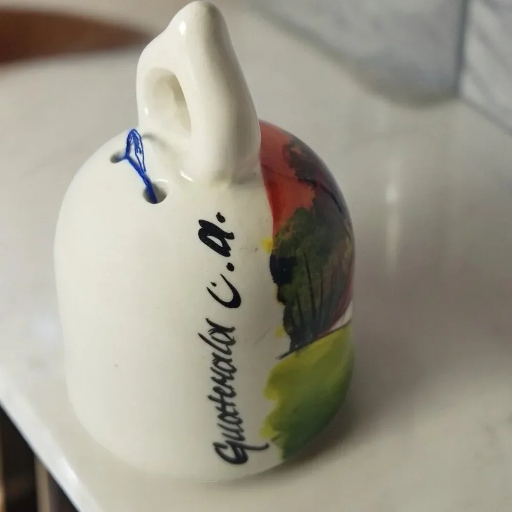 Guatemala’s Colorful Ceramic Bell, Hand-Painted Folk Art  Decorative Souvenir